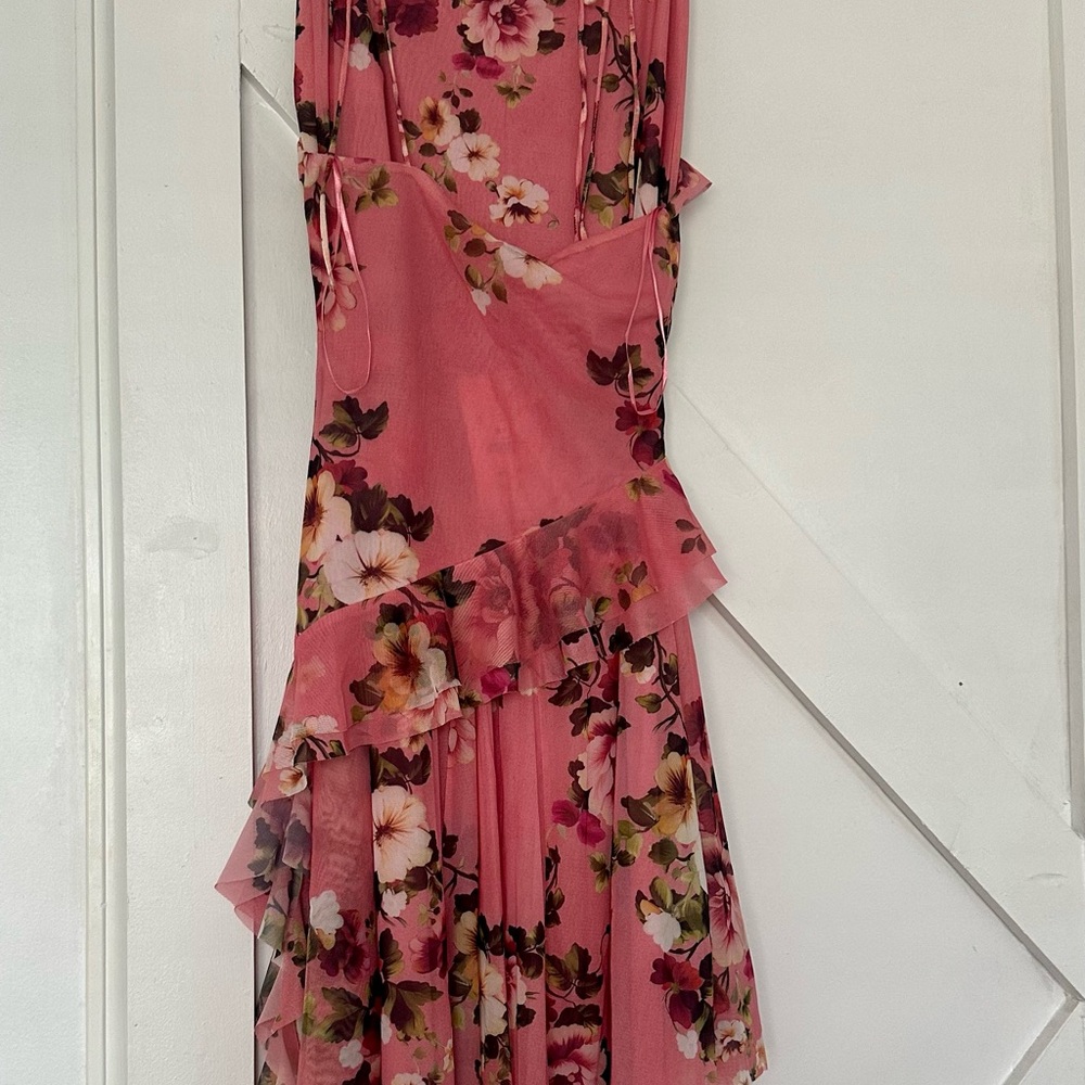 Zara Pink Ruched Asymmetrical Sundress